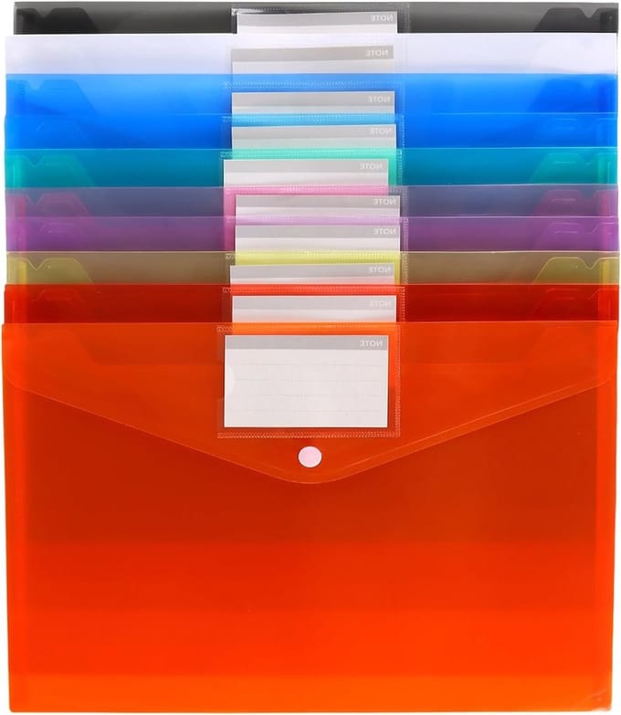 Documentenmappen A4 - Plastic Mappen - Documenten Organiseren - Met Drukknopsluiting - 30 Stuks - Meerkleurig