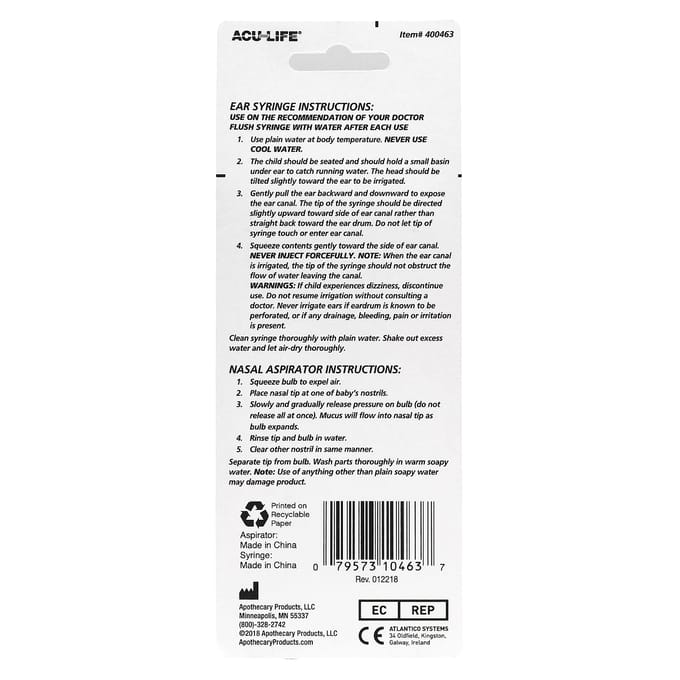 Syringe and Nasal Aspirator, Infant, 2 pcs. brown