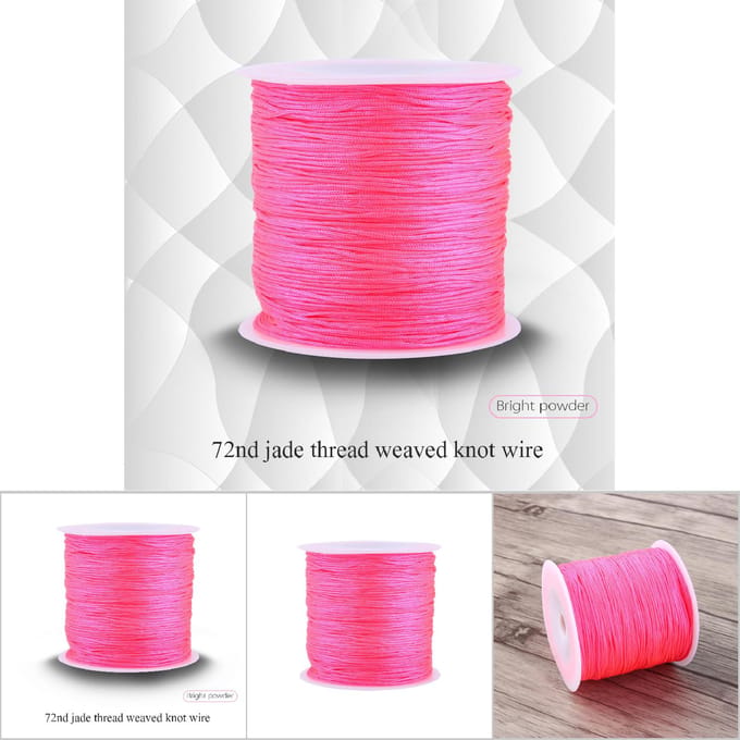 100M x 0.8mm Nylon Chinese Knoop Koord Rattail Macramé Draad String Glanzend Roze pink