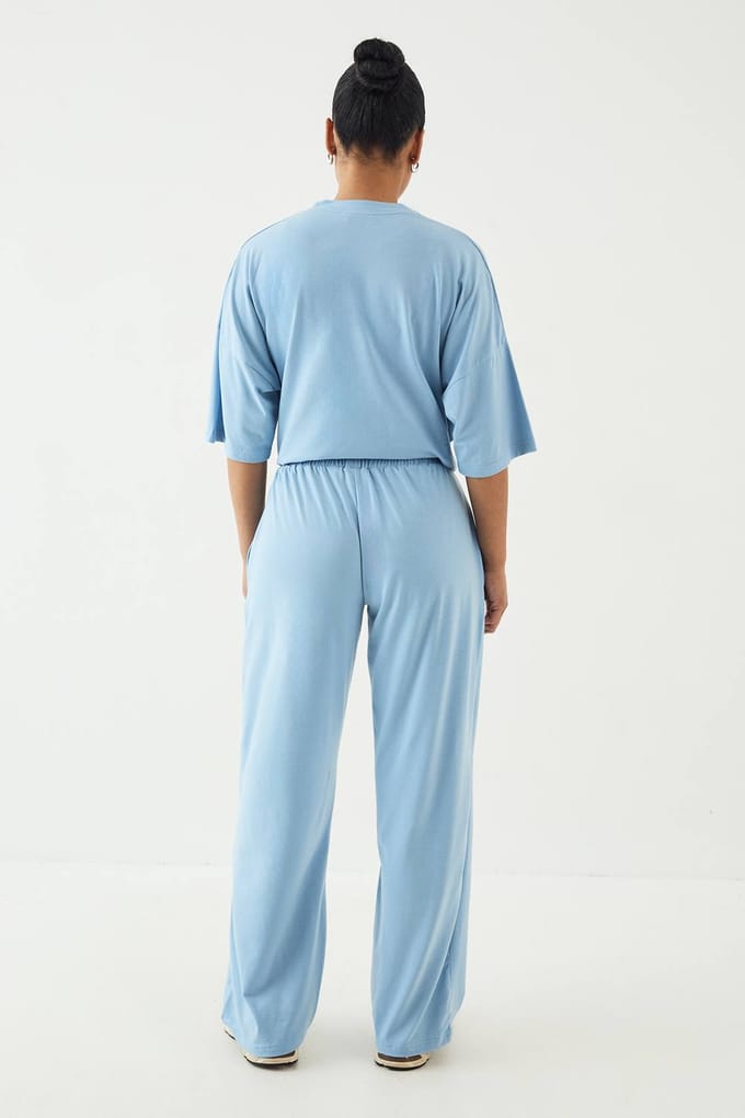 Dames Dsgn Studio Lounge Superzachte Wijde Pijpenbroek | Light Blue | Maat: Large