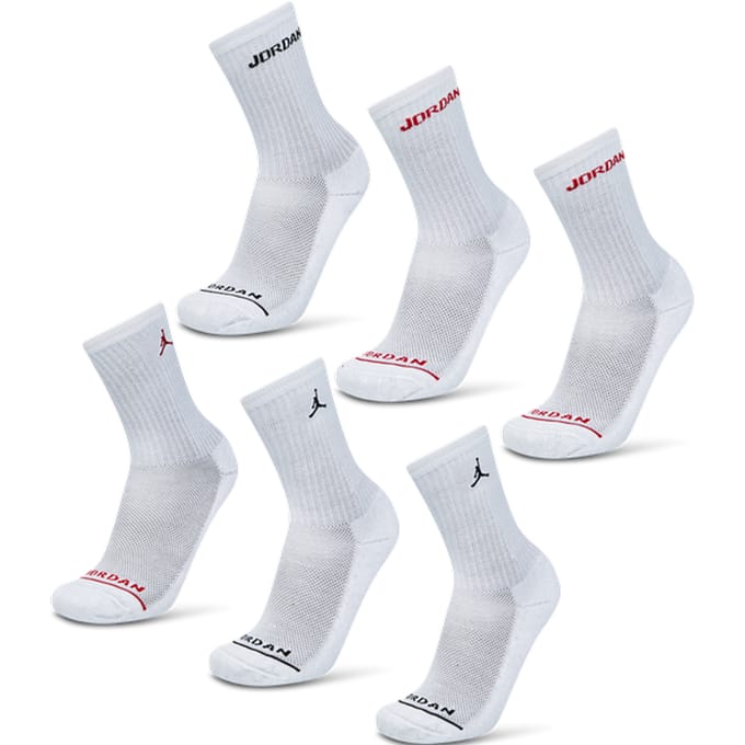 Jordan Kids Crew 6 Pack Sokken Unisex - Wit - Maat 35 - 38
