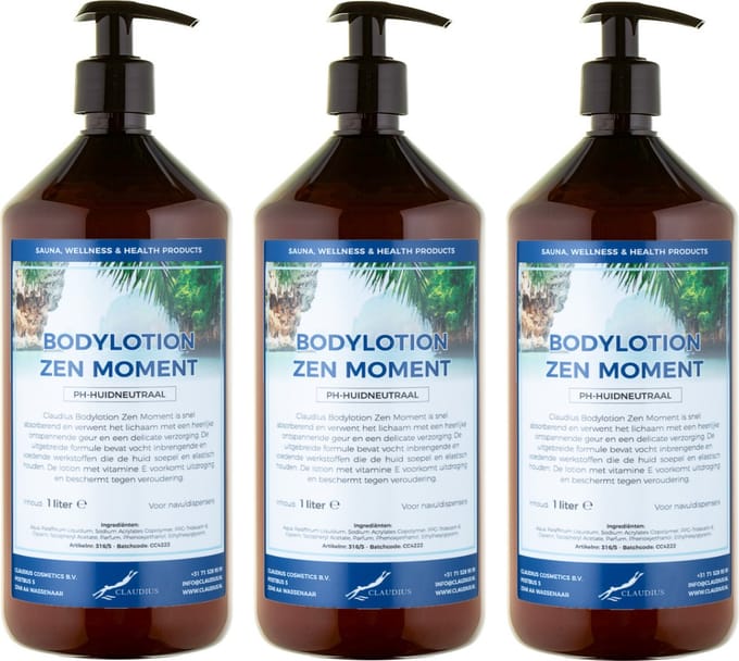Bodylotion Zen Moment 1 Liter - met gratis pomp - set van 3 stuks