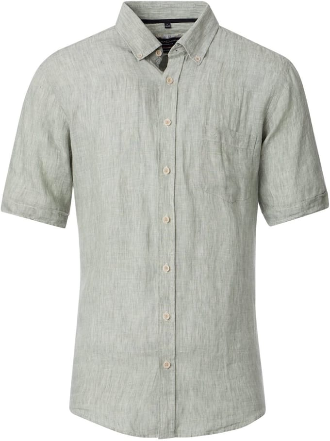 Casa Moda Linnen Overhemd Korte Mouw Button Down Boord - XXL