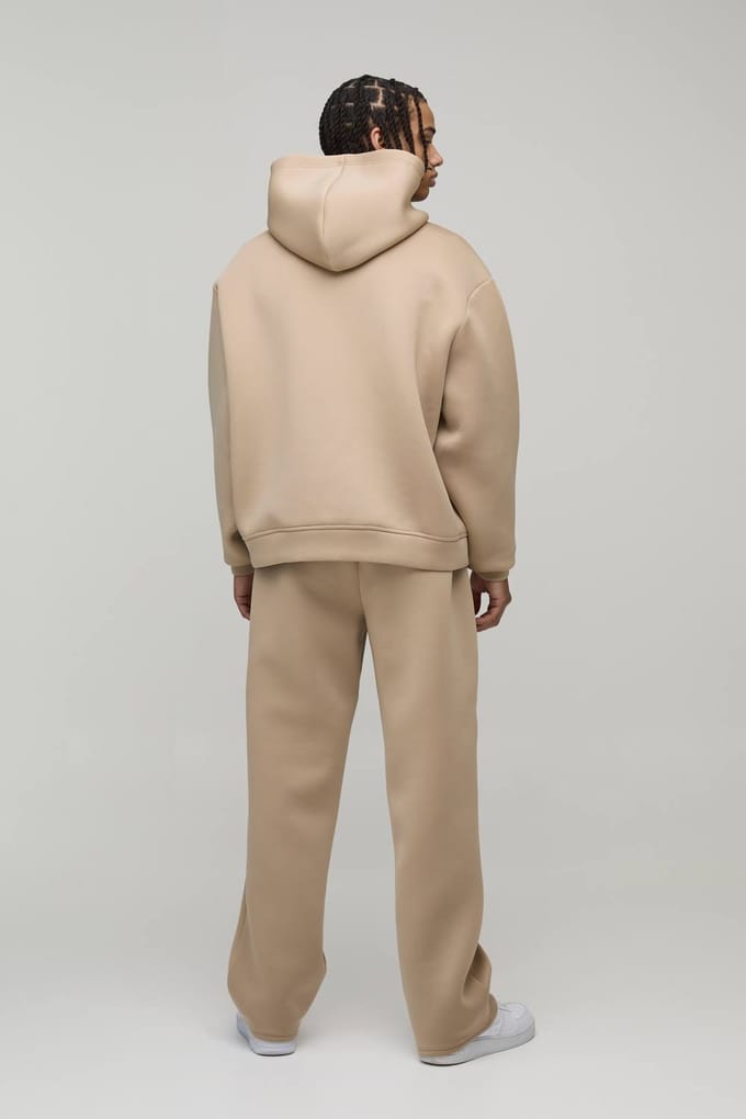 Oversized Boxy Bonded Scuba Hoodie | Taupe | Size Medium
