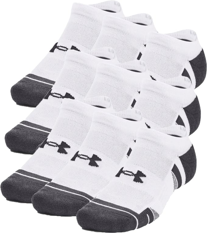 Under Armour UA Performance Tech 3pk NS-WHT Unisex Sportsokken - Wit - Jet Grijs
