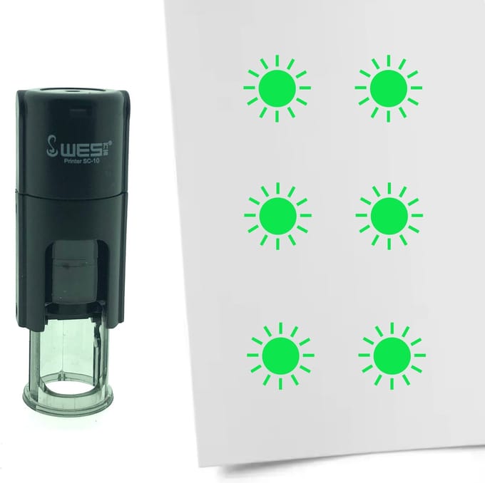 CombiCraft Stempel Zon 10mm rond - groene inkt