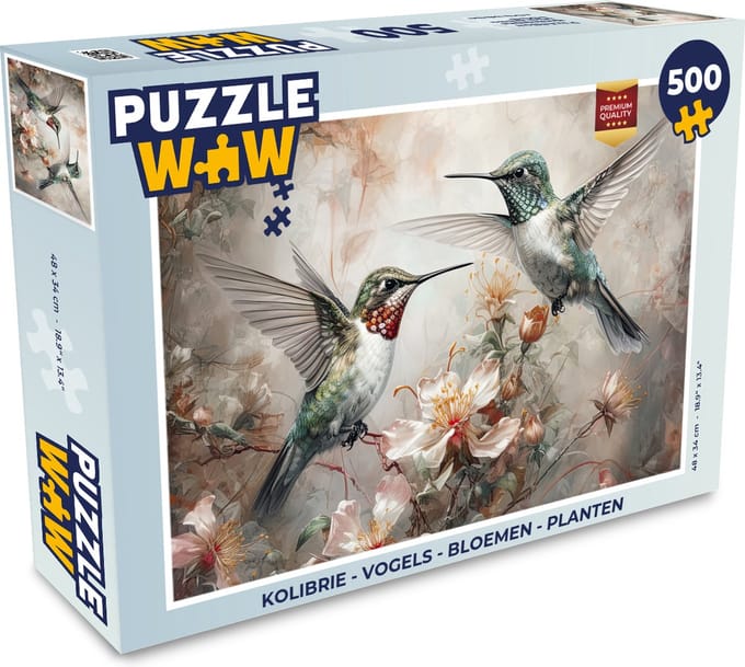 Puzzel Kolibrie - Vogels - Bloemen - Planten - Legpuzzel - Puzzel 500 stukjes