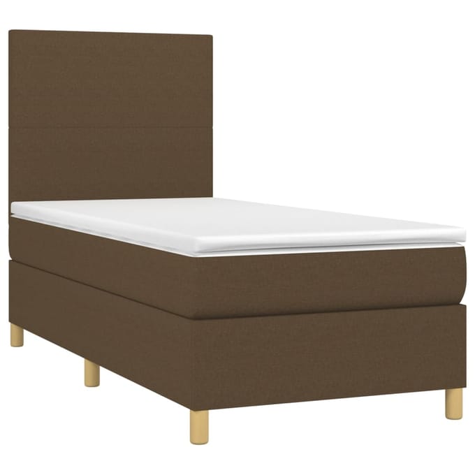 vidaXL - Boxspring - met - matras - en - LED - stof - donkerbruin - 80x200 - cm