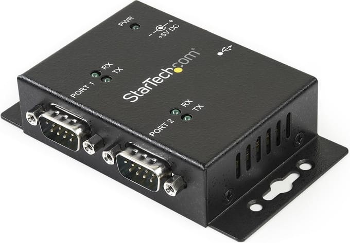 StarTech.com 2 Port Industrial Wall Mountable USB Aan Serial adapter Hub with DIN Rail Clips