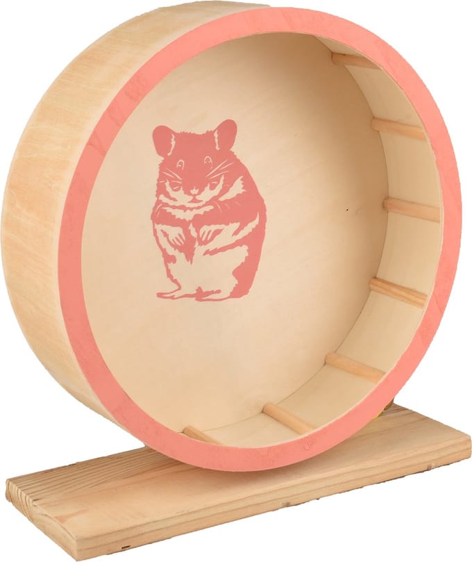 Flamingo Danco - Speelgoed Knaagdier - Ks Looprad Danco Hout Zalm Roze L Dia. 29cm - 1st - 127171 - 1st