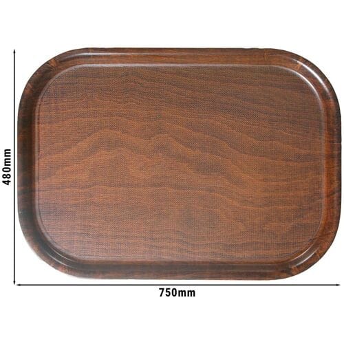 (12 stuks) CAMBRO Dienblad van echt hout - rechthoekig - 750x480mm