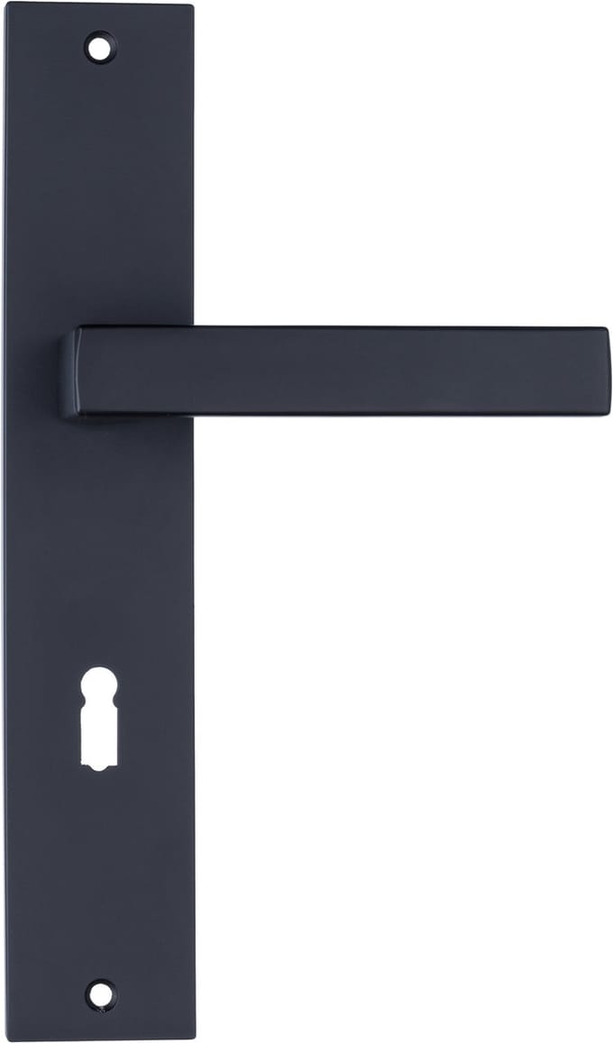 Ostiumhome® Veneto - Deurklink - Mat Zwart - op Schild - Met Sleutelgat - Hartafstand 72 mm - Vierkant - Complete Set