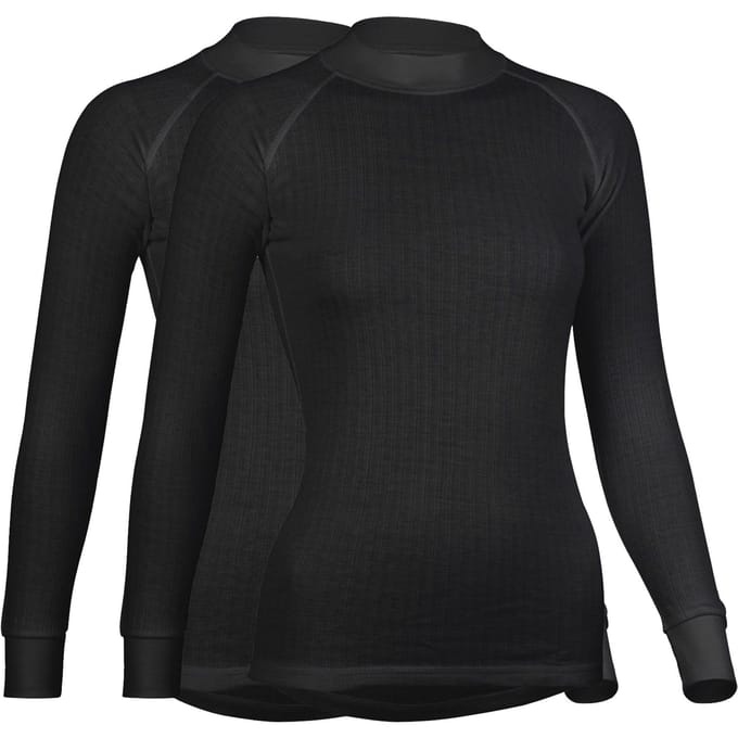 Avento Thermoshirt Lange Mouw Vrouwen - 2-Pack - Zwart - Maat 36
