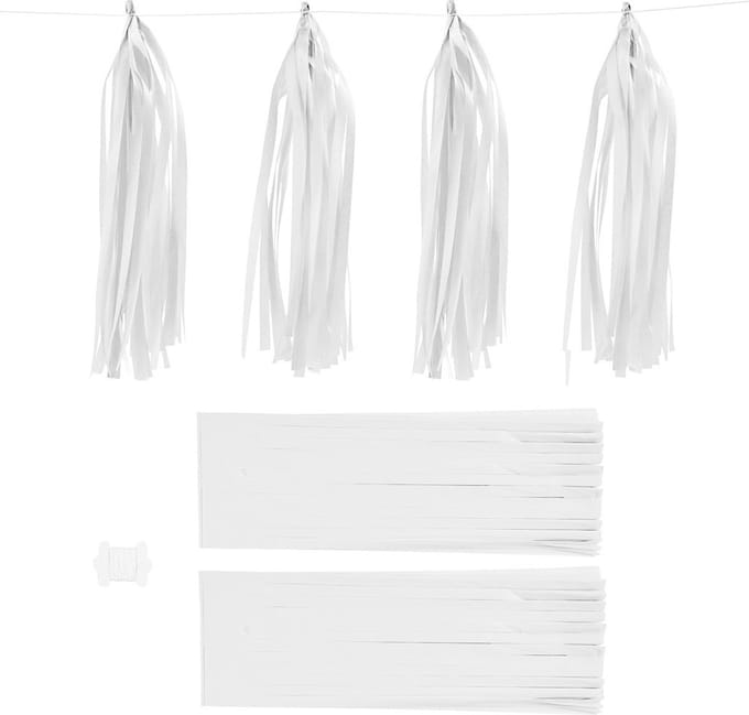 Tassels, afm 12x35 cm, 14 gr, wit, 12 stuk/ 1 doos