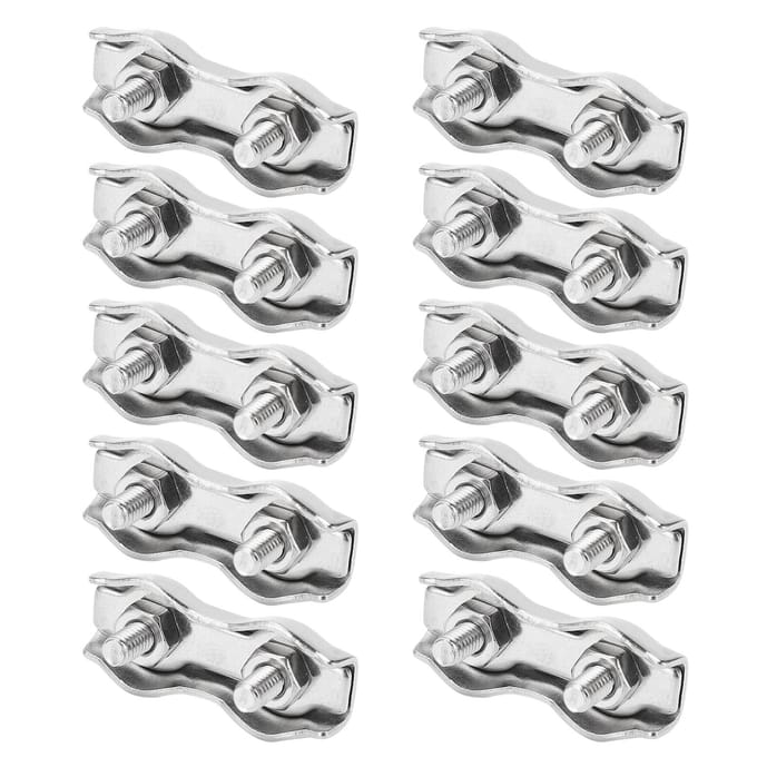 10 stuks Staaldraadklem 304 RVS M3 Dubbele Clip Klem voor Industrieel Mechanisme white