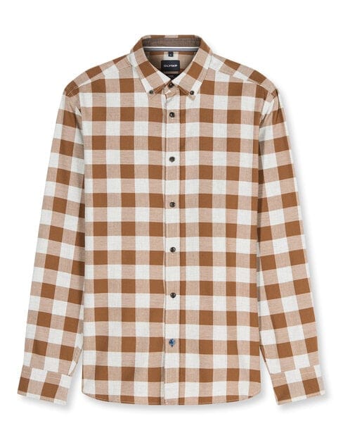 OLYMP Casual Overhemd, Regular Fit, Button-down, Caramel
