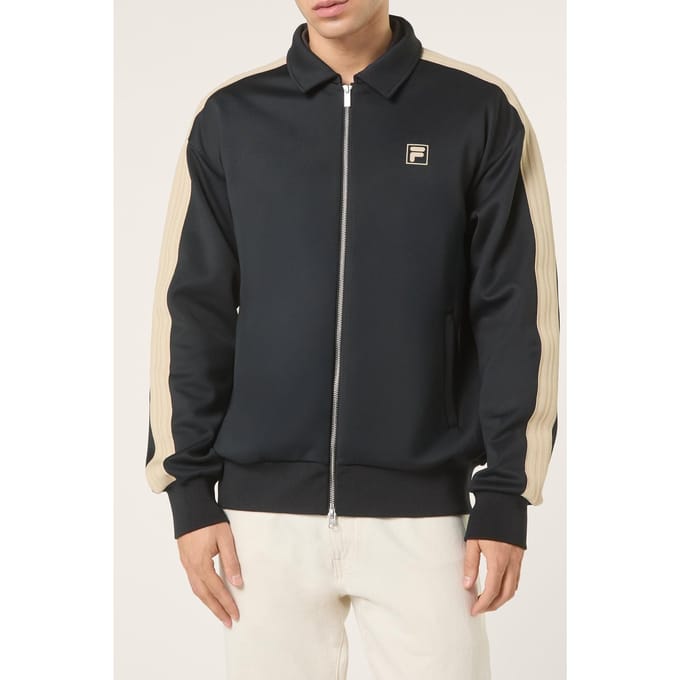 FILA Vaiano Relaxed Taped Track Jacket Black Größe: S | Bomberjacken Outlet | Herren | Schwarz