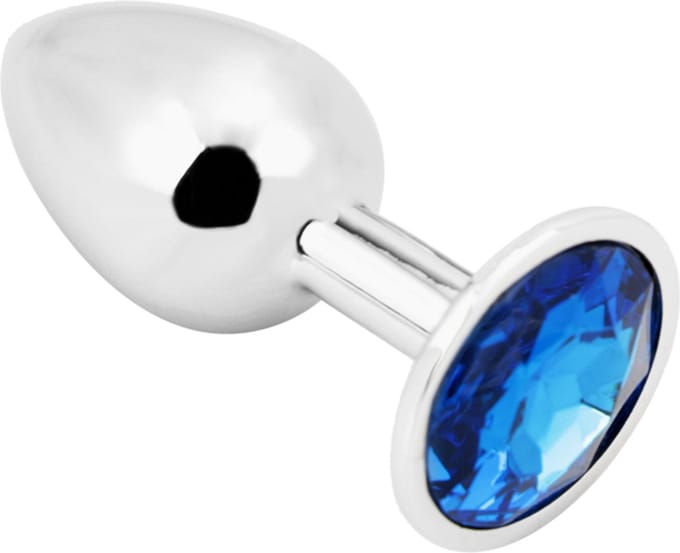 PLGZ - Rosebud Metalen Buttplug - Zilver - Donkerblauw - Verkrijgbaar in 3 maten Medium