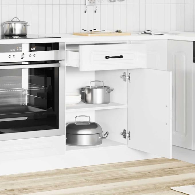 vidaXL - Onderkast - Kalmar - bewerkt - hout - hoogglans - wit