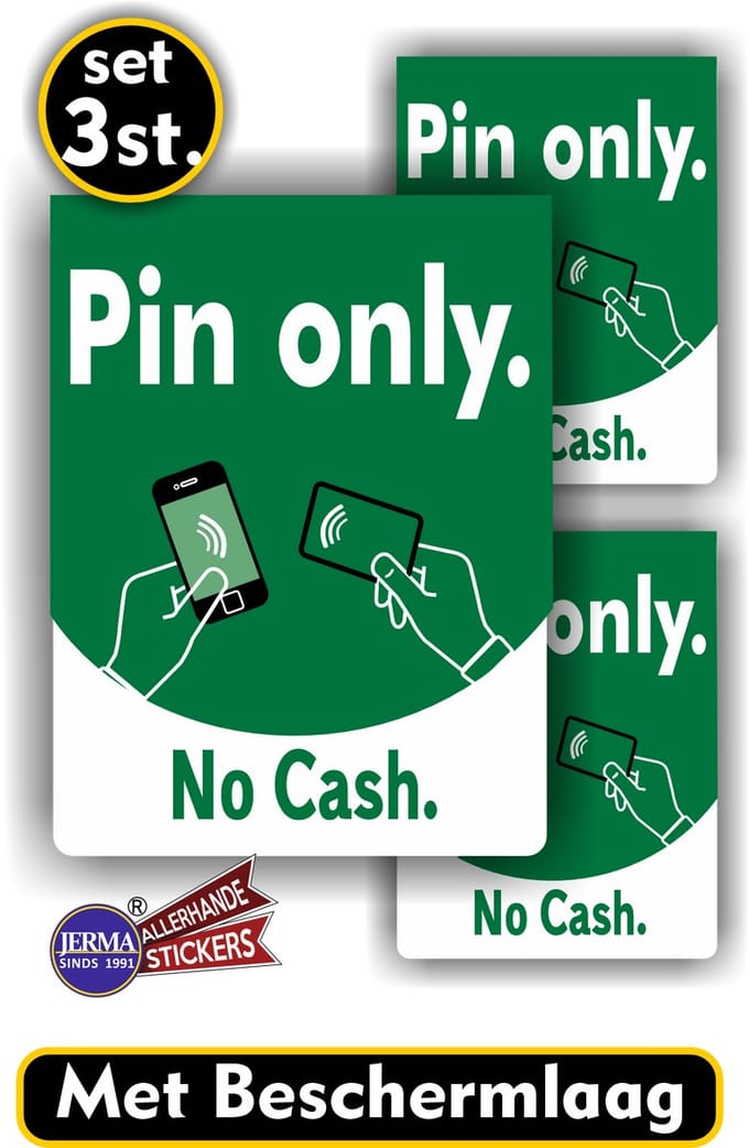 Jerma - Pin Only Kassa - Sticker - Set 3 st -1x 18x14 cm - 2x 9x12 cm - Weerbestendig - Zelfklevend