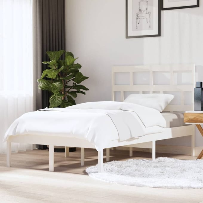vidaXL - Bedframe - massief - grenenhout - wit - 120x200 - cm
