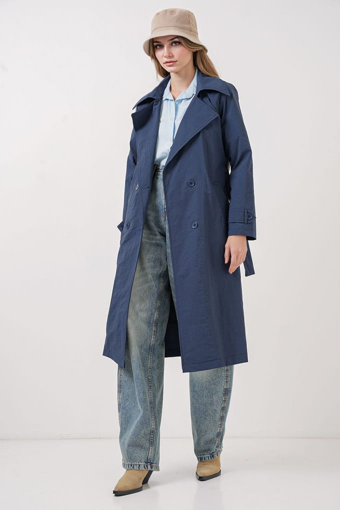 Dubbelzijdige Lange Trenchcoat met Pocketen
