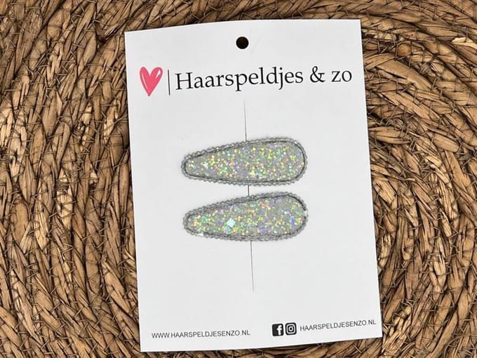 Haarspeldjes Saar set 7 - kerstcollectie - glitters - klikklakspeldje - zilver/grijs