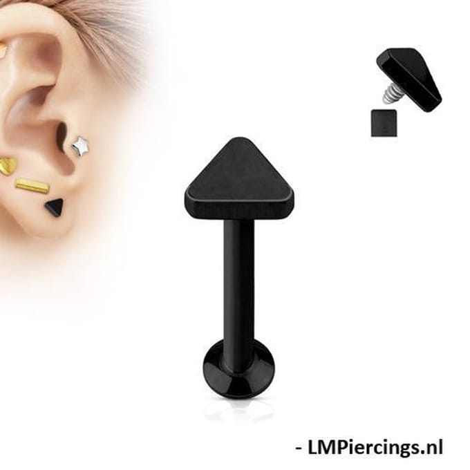 Piercing triangle 1.2x8 mm - zwart - LMPiercings