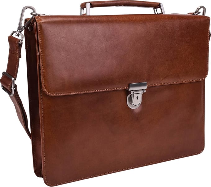 Leonhard Heyden Cambridge aktetas 1-vaks 13 inch - Cognac