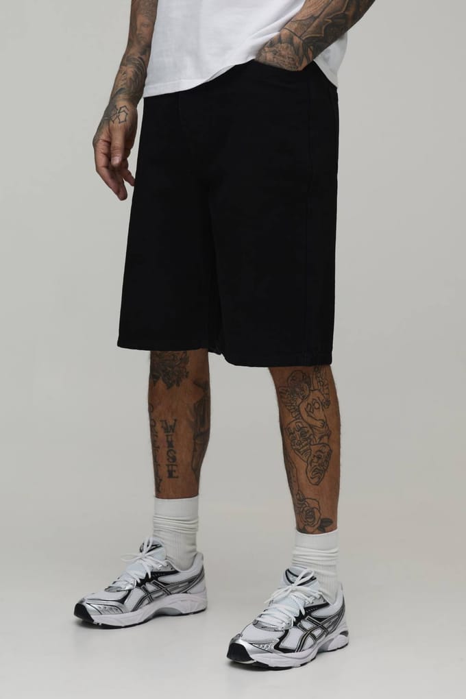 Tall Essential Relaxed Fit Denim Shorts | Black | Size 48