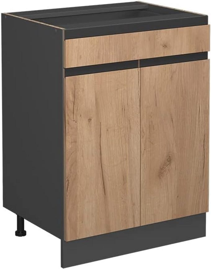 Ladeonderkast 60 cm J-Shape krachtig eiken antraciet
