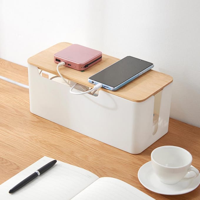 Kabelmanagement Box Kabel Organizer Box Draadbeheer Organizer Afdekking Verberger voor Bureau Thuis white