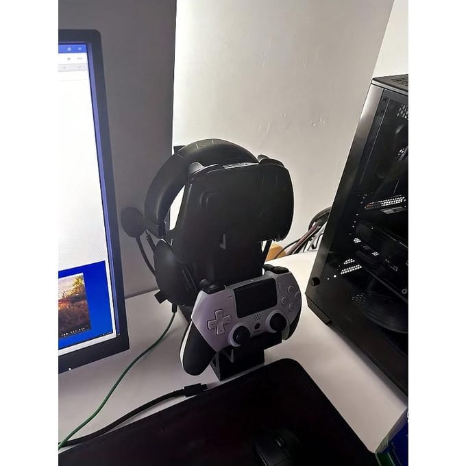 3-in-1 Game Controller Houder Voor 2 Gamepads & 1 Hoofdtelefoon Ruimtebesparende Bureau-Organizer Hoofdtelefoon Opbergrek 1pc-white