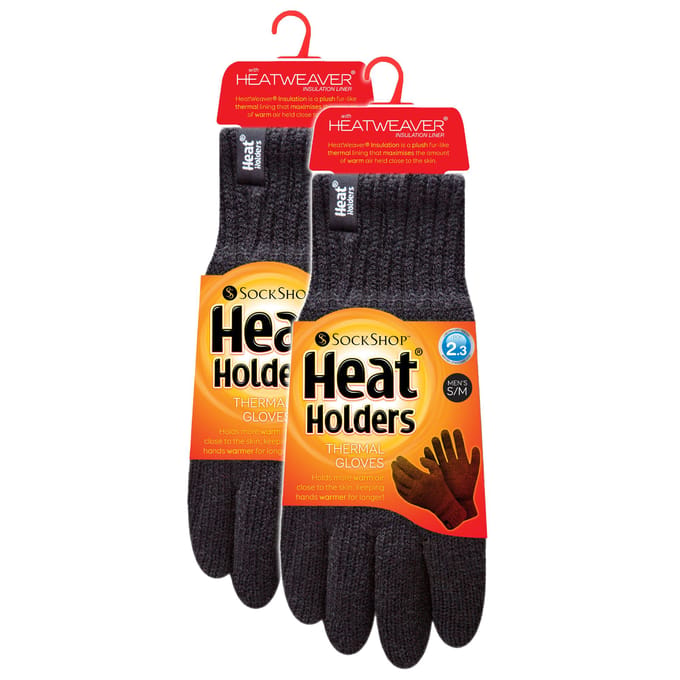 Heat Holders - Thermische handschoenen heren geribbelde manchet - 2 paar