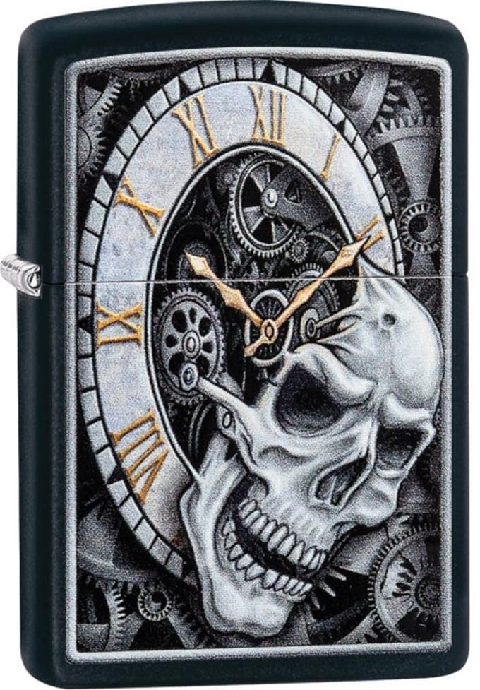 Aansteker Zippo Skull Clock