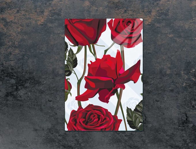 TMK ArtDeko Serie - Snijplank van Glas - 35x52 cm - Rozen - Hittebestendig