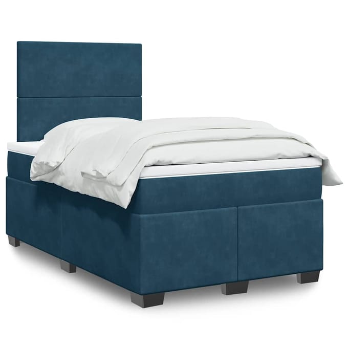 vidaXL - Boxspring - met - matras - fluweel - blauw - 120x200 - cm