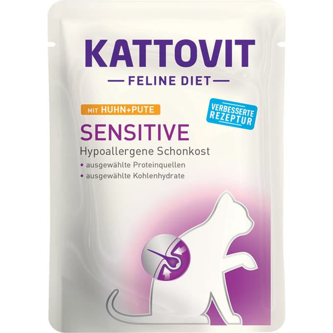 24x85g Sensitive Kip/Kalkoen Kattovit Kattenvoer Maaltijdzakjes