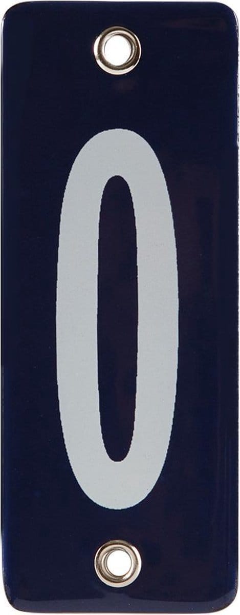 Emaille koppelbaar huisnummer blauw nr. 0