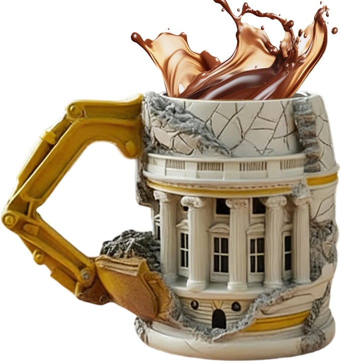 Graafmachine Mok - Thema Mok - Drinken & Decoratie - 3D Graafmachine Design - 300ml Capaciteit - Wit
