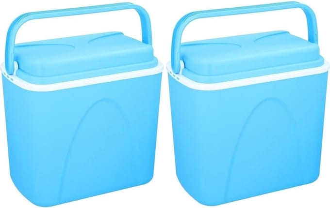 2x Voordelige blauwe koelbox - 24 liter - 38 x 26 x 39 cm - koelboxen