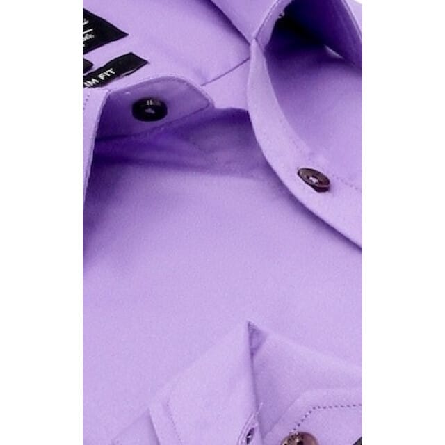 Luxe Blanco Mannen Satijn Overhemd - Slim Fit - 3073 - Paars