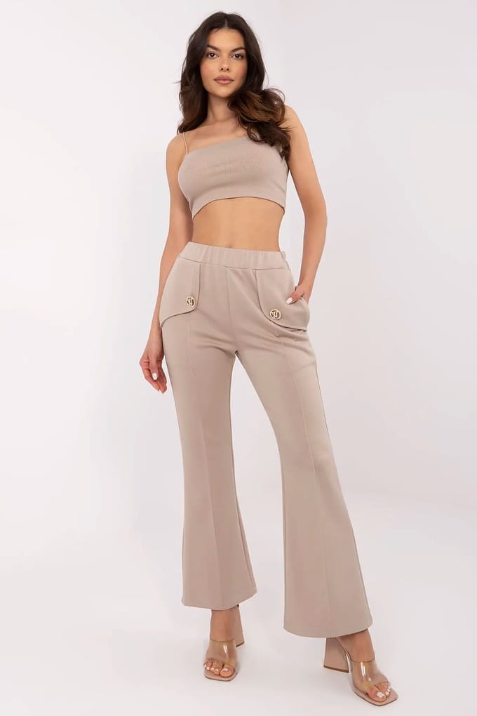 Sculpted Button Pants - Camel - Camel / One Size