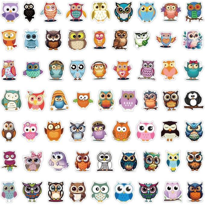 60 stuks Schattige Cartoon Uil Creatieve Decoratieve Stickers