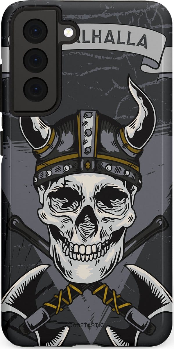 Casetastic hoesje geschikt voor Samsung Galaxy S21 FE 5G - Dubbellaagse bescherming - Valhalla - Fashion Case - Donkergrijs Grijs