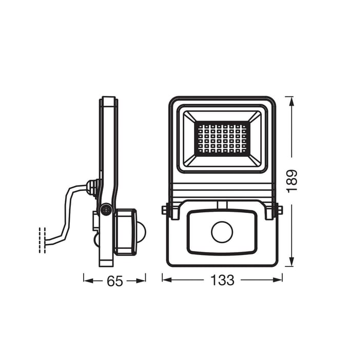 OSRAM ENDURA FLOOD PC 30W LED-schijnwerper met sensor, 4000K, 3000 lumen, IP44 schijnwerper met bewegingsdetectie 9 m, daglichtsensor, Grijs