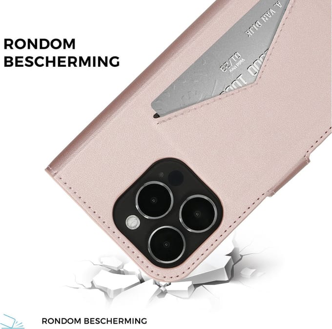 Mobiparts Classic Wallet hoesje geschikt voor Apple iPhone 15 Pro met 1 Screenprotector van Gehard Glas - Roze