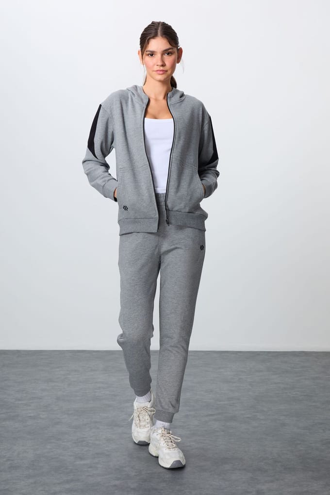 Oversized hoodie met rits en broek set