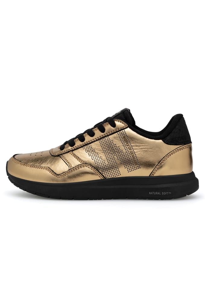 Woden Nicoline Metallic Dark Gold Size: 37 | Sneakers Outlet | Dames | Geel