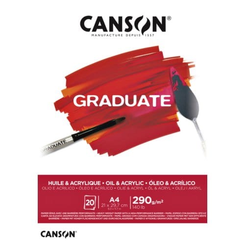 Schilderpapier canson graduate oil & acrylic 20vel 290gr a4 natuurlijk wit